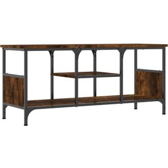 vidaXL Vidaxl - Mueble Tv Hierro Madera Contrachapada Roble Ahumado 100x35x45cm