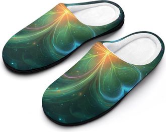 Generic Neon Clover St Day Partick Slippers Men Winter Warm Cotton Anti-Slip Indoor Slip-Ons House Shoes