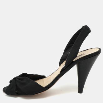 Oscar De La Renta Oscar De La Renta Black Fabric Bow Slide Sandals