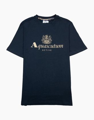 Aquascutum Mens Aquascutum Active Big Logo T Shirt Navy - Size: 38