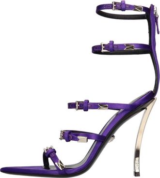 Versace Pin-Point Sandalen - Dames - Sandalen met hakken - Paars - 35 EU - Leer - Schoenen
