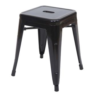 Hhg Nunca Usado] Taburete Hhg 895, Taburete De Metal Asiento Taburete, Metal Dise&ntilde;o Industrial Apilable, Negro