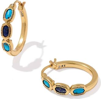Kendra Scott Womens Mini Elisa Vintage Hoop Earrings In Gold / Blue Mix