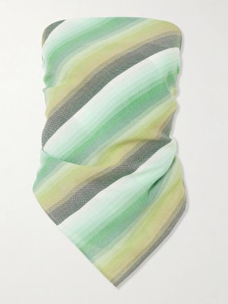 Marrakshi Life Top Senza Spalline In Misto Cotone A Righe Triangle - Verde