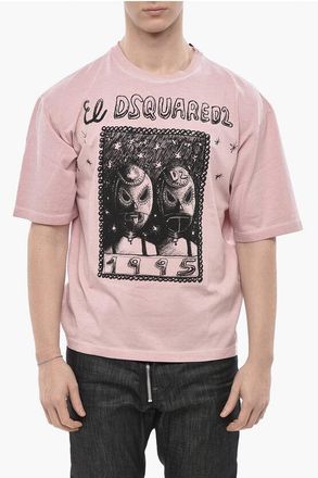 Dsquared2 Crewneck Loose-Fit T-Shirt with Graphic Print size Xxl