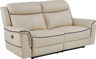 Vente-Unique Sof&aacute; 3 plazas el&eacute;ctrico de cuero beige ADELIO