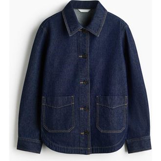 H&M Denim Shacket in Dark Denim Blue at Nordstrom, Size Xx-Small
