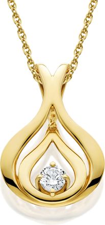 Pompeii3 Natural Round-Cut Diamond Solitaire Pendant & Chain 10K Yellow Gold 5/8 Tall