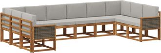 vidaXL Conjunto De Sof&aacute;s De Exterior 10 Uds. Natural Y Gris Claro Vidaxl
