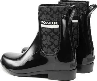 Coach Womens Rivington Wellington Boot Black Rubber