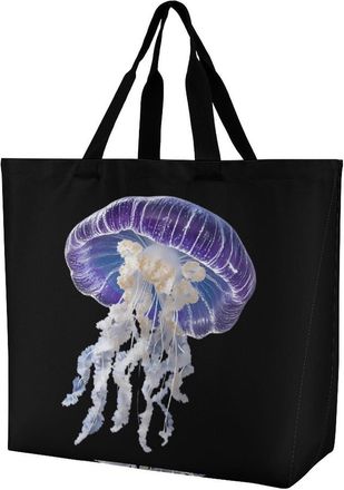 Generic Cute Jellyfish Reusable Shopping Bags One Shoulder Grocery Tote Bag Waterproof Big Purse for Work Travel