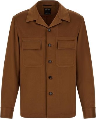 Ermenegildo Zegna Brown Regular Solid Overshirt