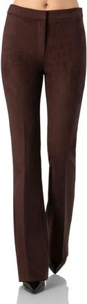 Ivonne Flared Faux-Suede Trousers with Simulated Back Pockets in Brown at Nordstrom, Size 10
