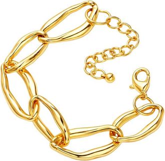 Liv Oliver 18K Plated Abstract Link Statement Necklace Bracelet