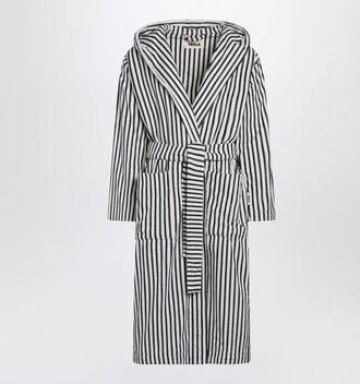 Tekla White and black striped bathrobe