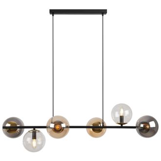 OEM L&aacute;mpara Colgante Siena Negra Y Dorada 6 Planas Pantalla Mixta E14