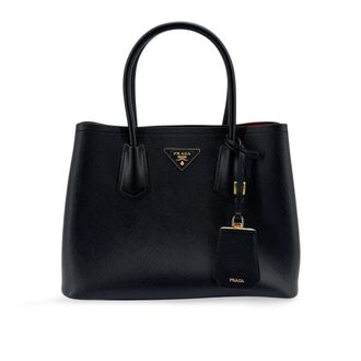 Prada Saffiano Double Bag Black Red