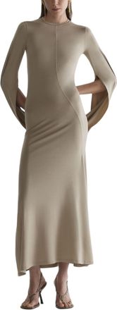MUGLER Midi Dress with Flowing Cape Sleeves
