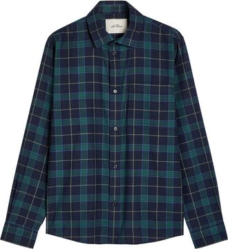 Les Deux Lennon Checked Cotton Overshirt - Navy - XL