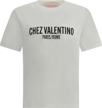 Valentino Camiseta de Algod&oacute;n con Cuello de Canal&eacute; - Tops - Hombre - Blanco - L