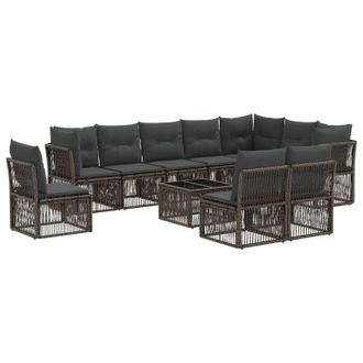 vidaXL Conjunto De Sof&aacute;s De Jard&iacute;n 11 Pcs Gris Rat&aacute;n Sint&eacute;tico Vidaxl