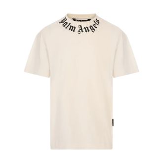 Palm Angels T-Shirts, male, White, Size: XL Neck Logo Regular Tee