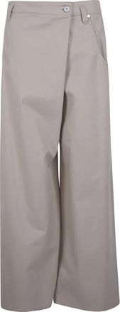 Brunello Cucinelli Wide Leg Asymmetrica Pants - Dames - Wijde Broeken - Beige - L - Broeken