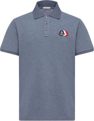 Moncler Moncler Cotton Piquet Polo Shirt, Men, Blue, Size: 3xl