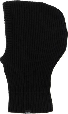 Maison Margiela Ribbed Wool Blend Balaclava - Black