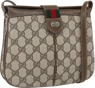 Gucci Pre-owned Cross Body Bags, female, Beige, Size: ONE SIZE Pre-owned Canvas Cross Body Bag