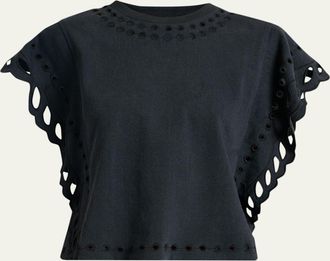 Isabel Marant Odyle Eyelet Embroidered Ruffle Blouse
