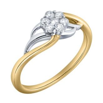LuvMyJewelry Amoria 0.25 Ct Natural Diamond Floral 10K Gold Ring in 10K Yellow Gold at Nordstrom, Size 6.5