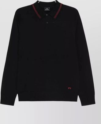 Paul Smith merino wool ribbed knit polo shirt