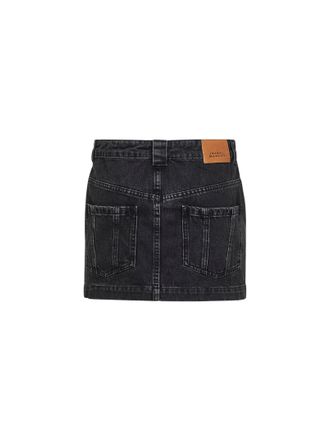 Isabel Marant Womens Black Faded Denim Mini Skirt Cotton