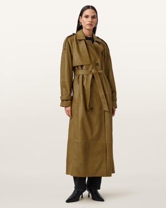 AllSaints Sheep Leather Reed Leather Trench, Size: M