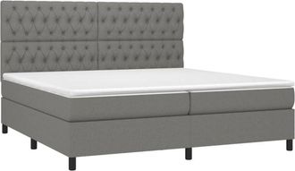 vidaXL Vidaxl - Cama Box Spring Con Colch&oacute;n Tela Gris Oscuro 200x200 Cm