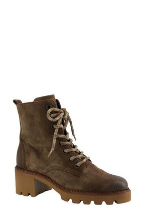 Paul Green Ellen Combat Boot in Earth Soft Suede at Nordstrom, Size 10.5