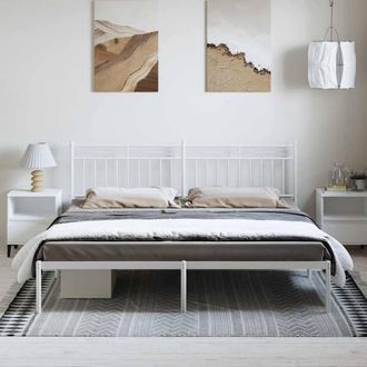 Berkfield Home Metal Bed Frame with Headboard White 193x203 cm