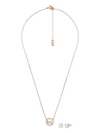 Michael Kors logo-pendant necklace set - Rosa