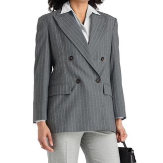Brunello Cucinelli Womens Gray Virgin Wool Blazer Clothing