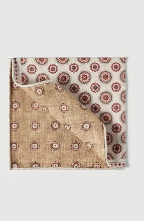 Brunello Cucinelli Silk pocket square with medallion design in White at Nordstrom