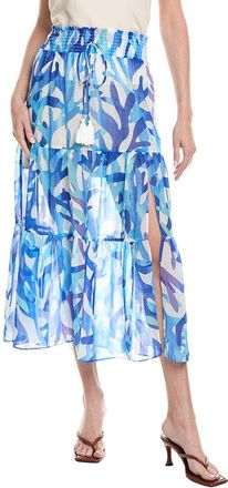 Milly Jem Under The Sea Tiered Chiffon Midi Skirt