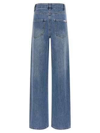 Self Portrait Rhinestone-Embellished Straight-Leg Jeans - Blue