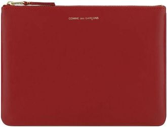 Comme Des Gar&ccedil;ons Leren Muntportemonnee met Logo - Heren - Portefeuilles - Rood - ONE Size - Leer - Accessoires