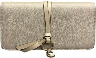 Chlo&eacute; Grayish Leather Long Wallet (Bi-Fold) (Pre-Owned)