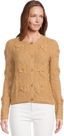 Lilly Pulitzer Lenalie Cardigan Womens Sweater Rattan Metallic Garden Crochet : XXS, Cotton
