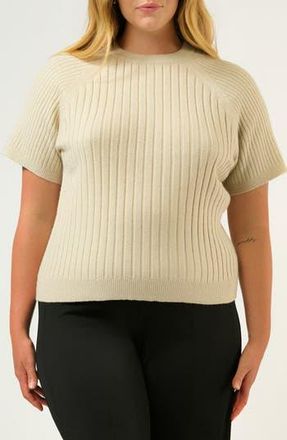 Estelle Sera Raglan Sleeve Rib Sweater in Oat at Nordstrom Rack, Size 16W