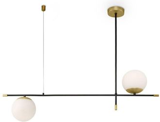 Maytoni Lampadario Contemporanea Nostalgia Metallo Oro Opaco 2 Luci Diffusori Bianchi