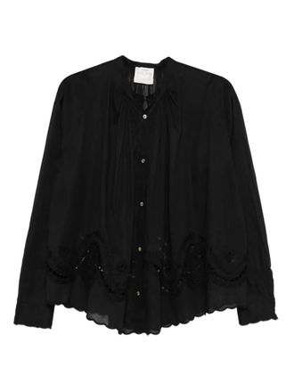 Forte_Forte eyelet embroidered shirt - women - Cotton/Polyester/Wool/Polyamide - I - Black