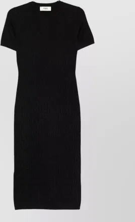 Fendi jacquard round neck short sleeve midi dress
